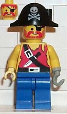 LEGO Minifigure-Pirate Shirt with Knife, Blue Legs, Black Pirate Hat with Skull-Pirates / Pirates I-PI075-Creative Brick Builders